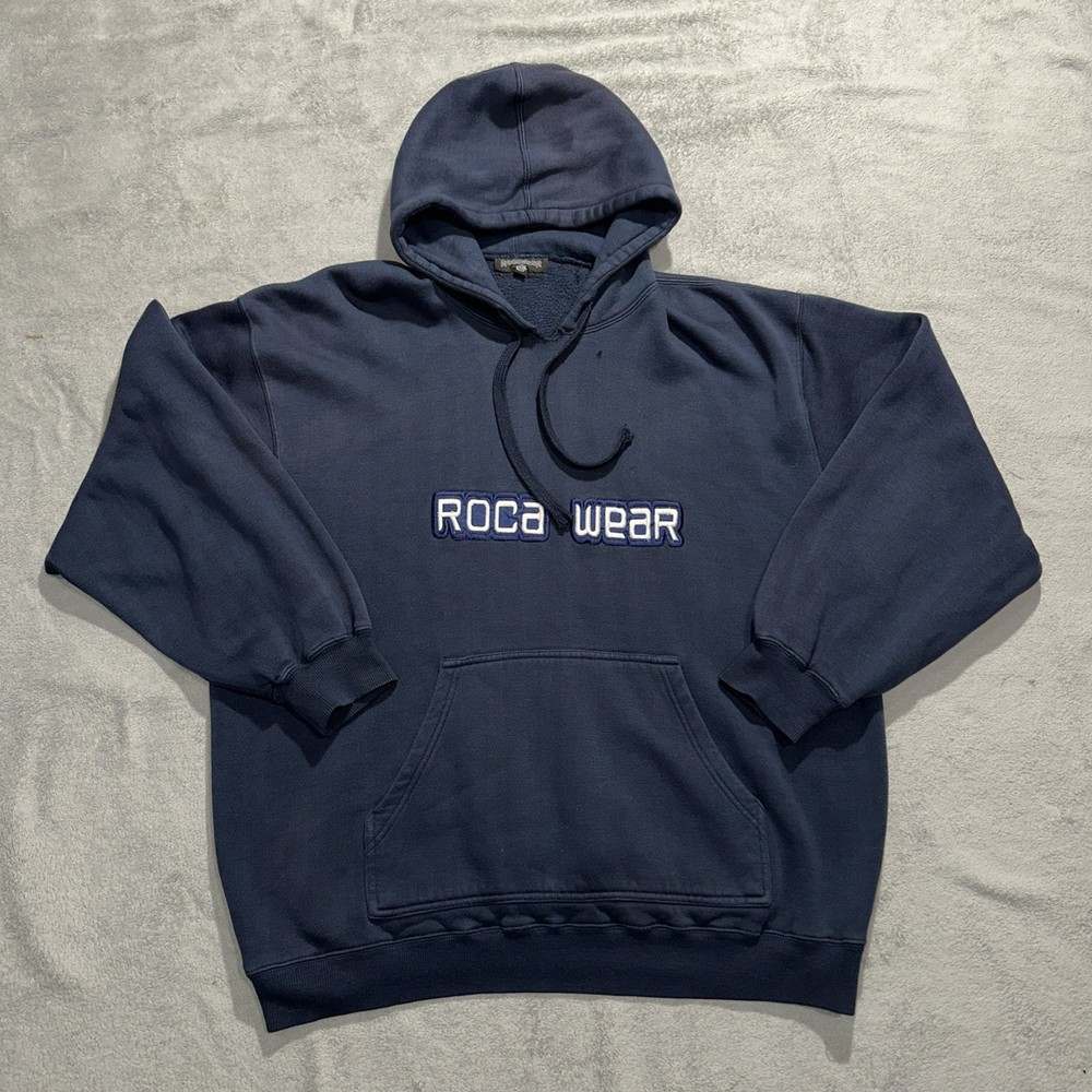 Dark Blue Rocawear Pullover Hoodie XL Y2K Hip Hop Streetwear