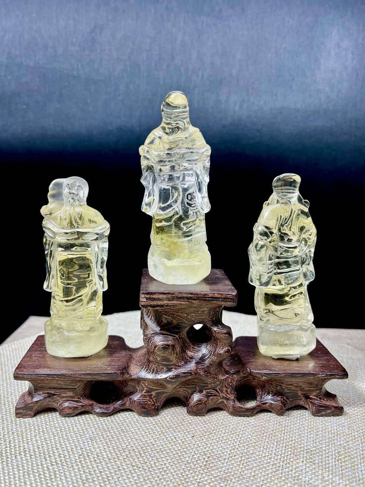 1.05LB Natural Citrine Quartz Hand-Carved Crystal Skull Set with Stand for Reiki Healing