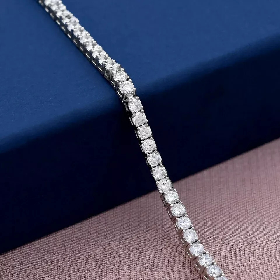 10 Ct Lab-Created Diamond Round Cut Tennis Bracelet 14k White Gold Plated