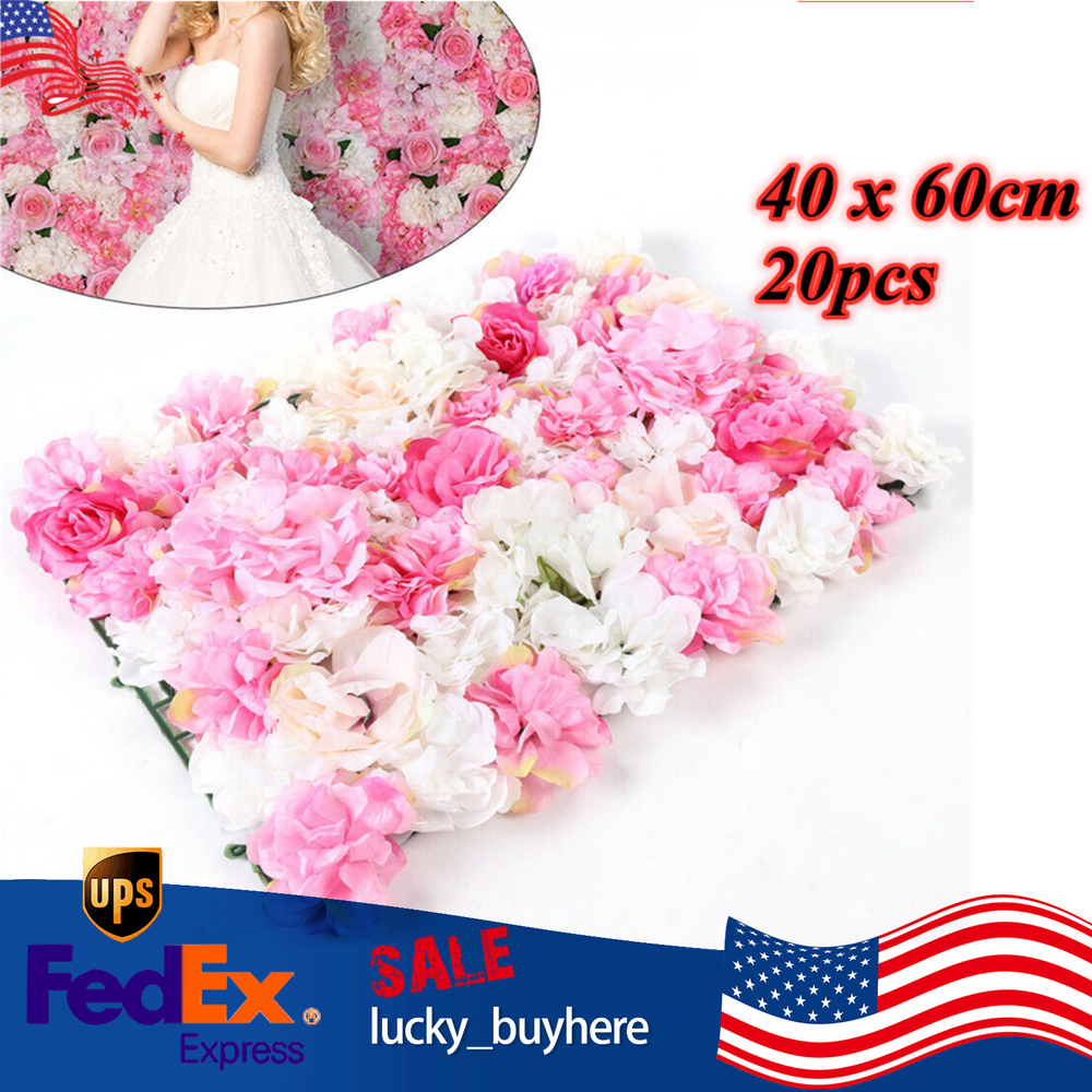 40 x 60 cm 20Pieces Flower Wall Champagne White And Pink Rose Panel Floral Decor