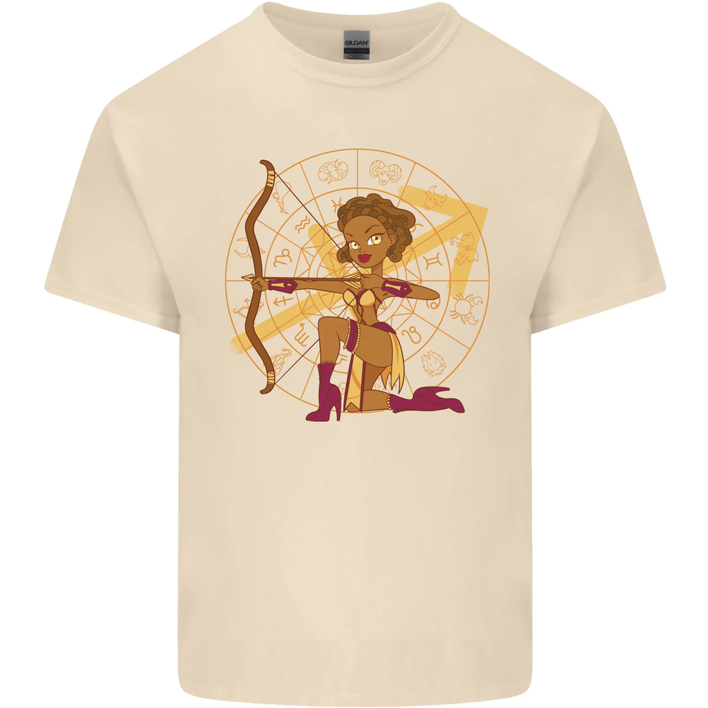 Sagittarius Female Archer Star Sign Mens Cotton T-Shirt Tee Top