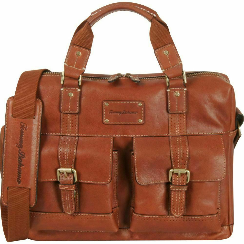 TOMMY BAHAMA BACK 9 GENUINE LEATHER BRIEFCASE / MESSENGER BAG FLASH SALE LAPTOP-image