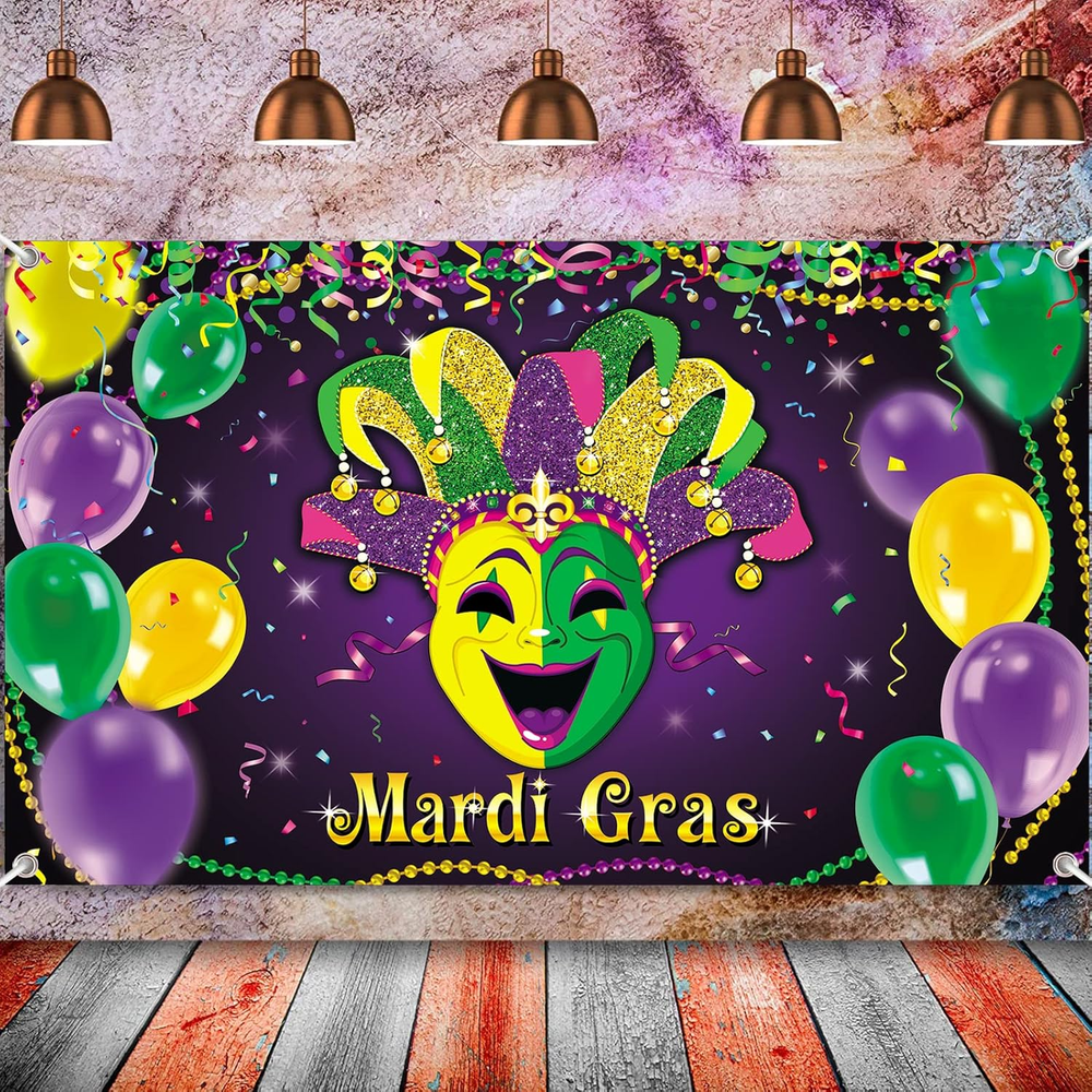 Mardi Gras Carnival Masquerade Birthday Party Photography Backdrop