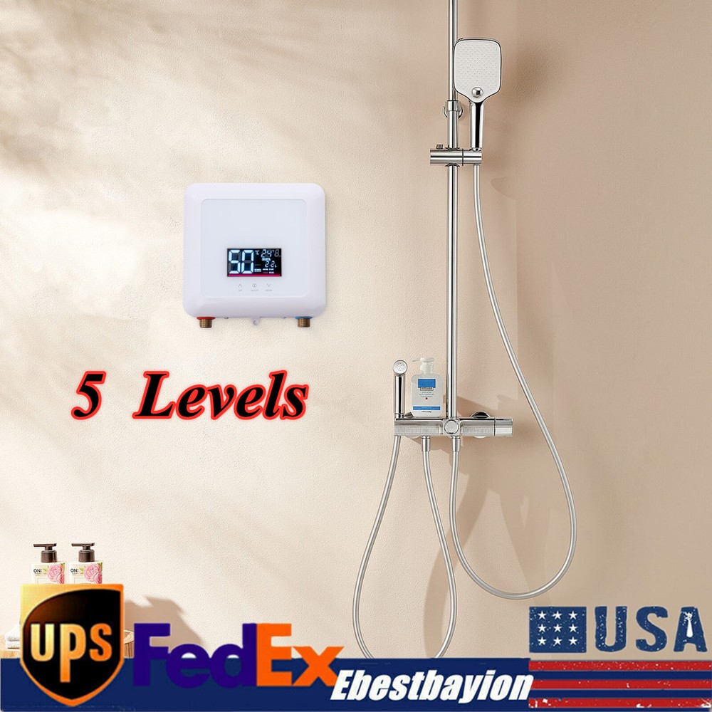 5500W 110V Tankless Hot Water Instant Heater Electric Shower Kitchen Boiler Bath