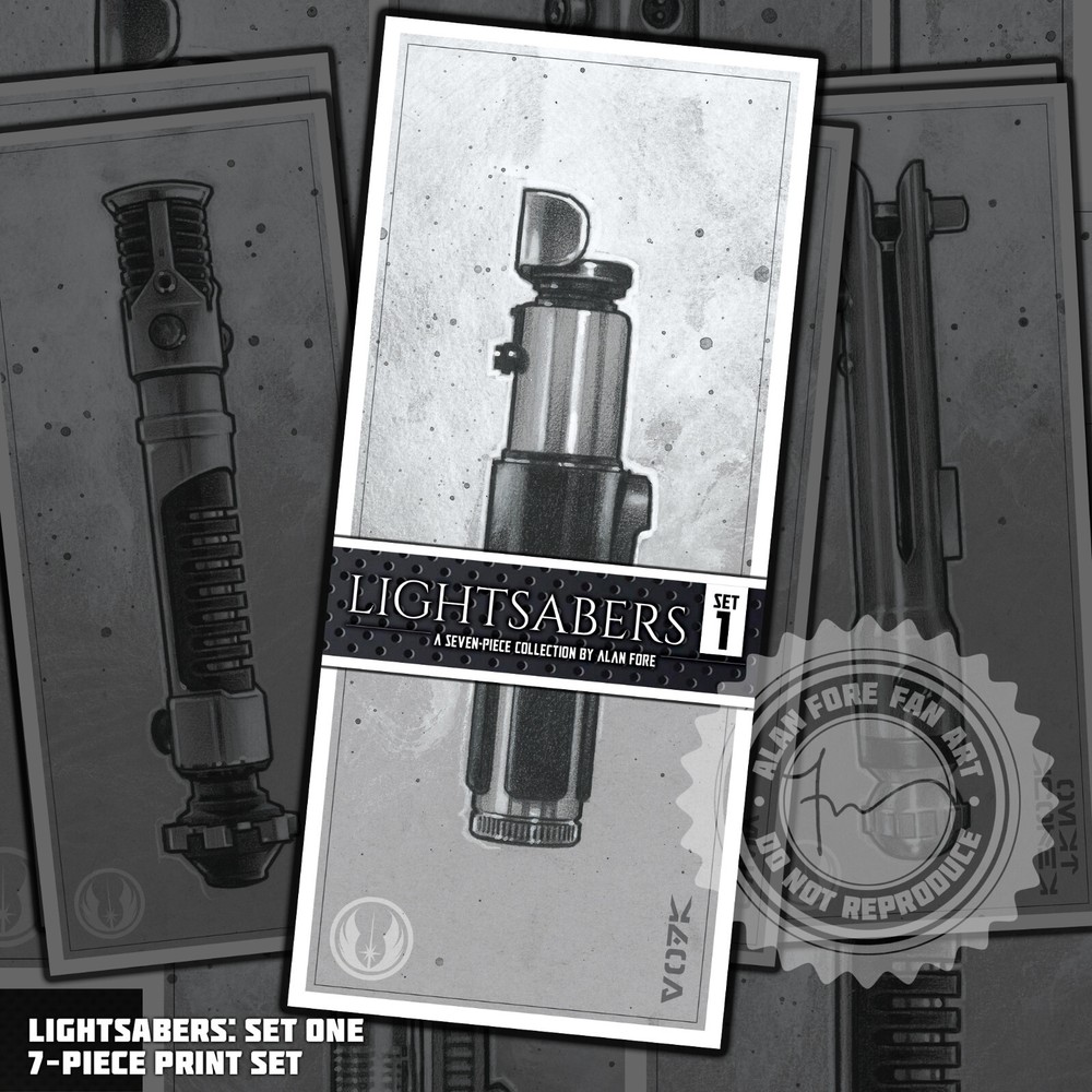 7-Piece Star Wars Lightsaber Print Collection Set 1