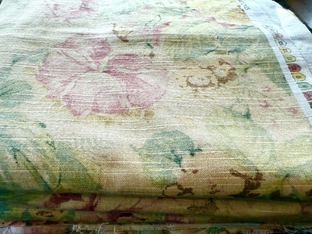 6+ Yards Beautiful floral Yellow Pink Di Lewis Studios Vat Dye fabric