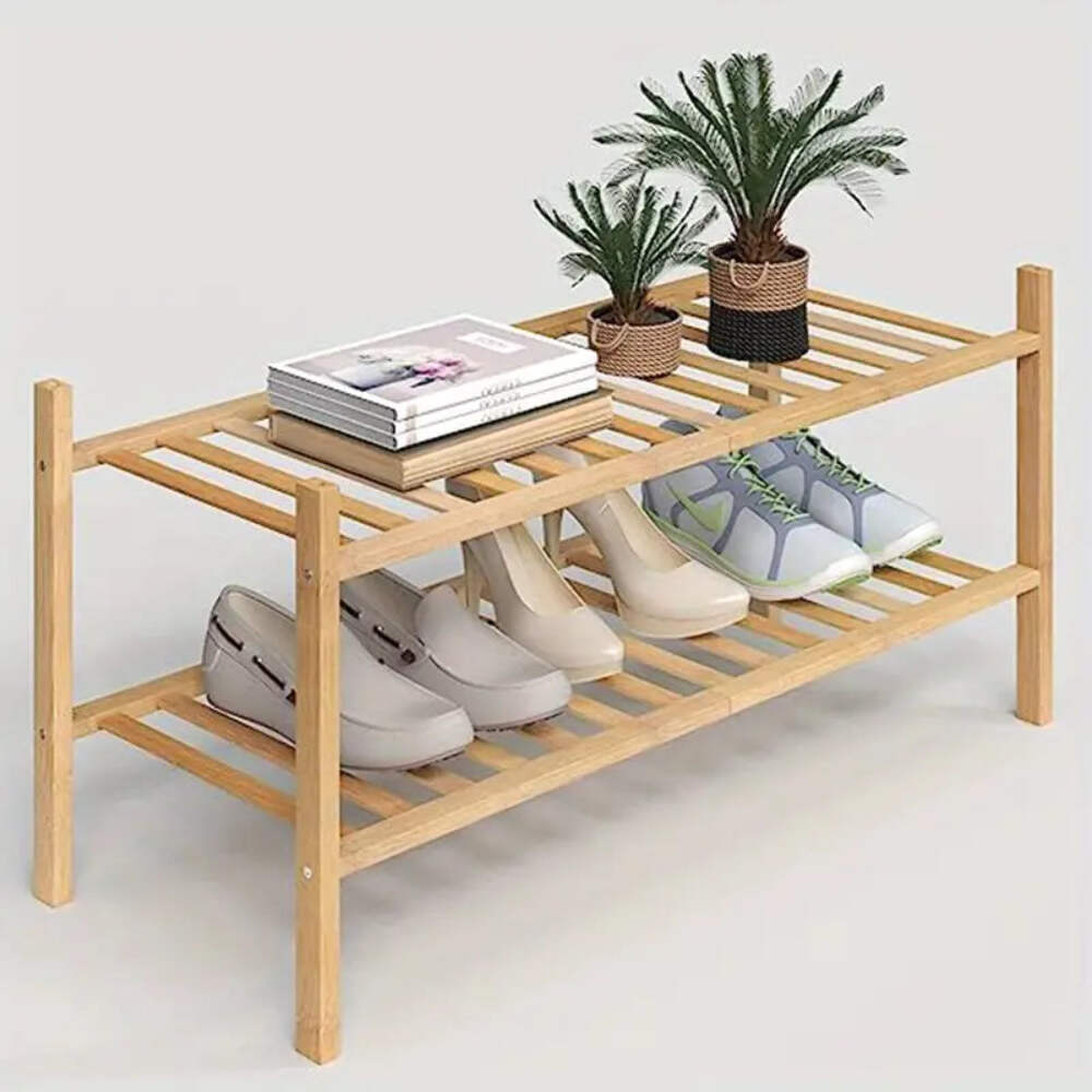 NNETM Bamboo Shoe Rack: Stack & Fold Design