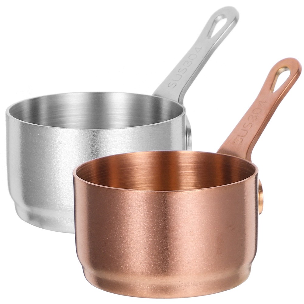 2pcs Mini Stainless Steel Saucepan Set for Kitchen Cooking