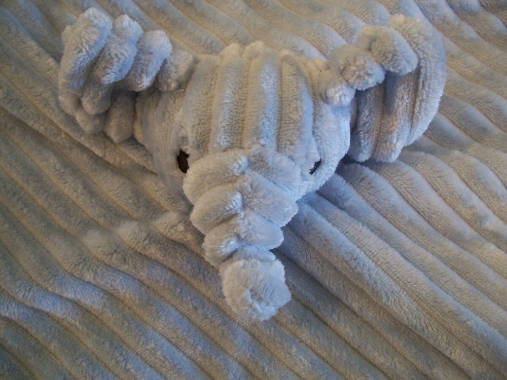 MON LAPIN Ribbed Plush Blue Gray Elephant Lovey~Security Blanket~