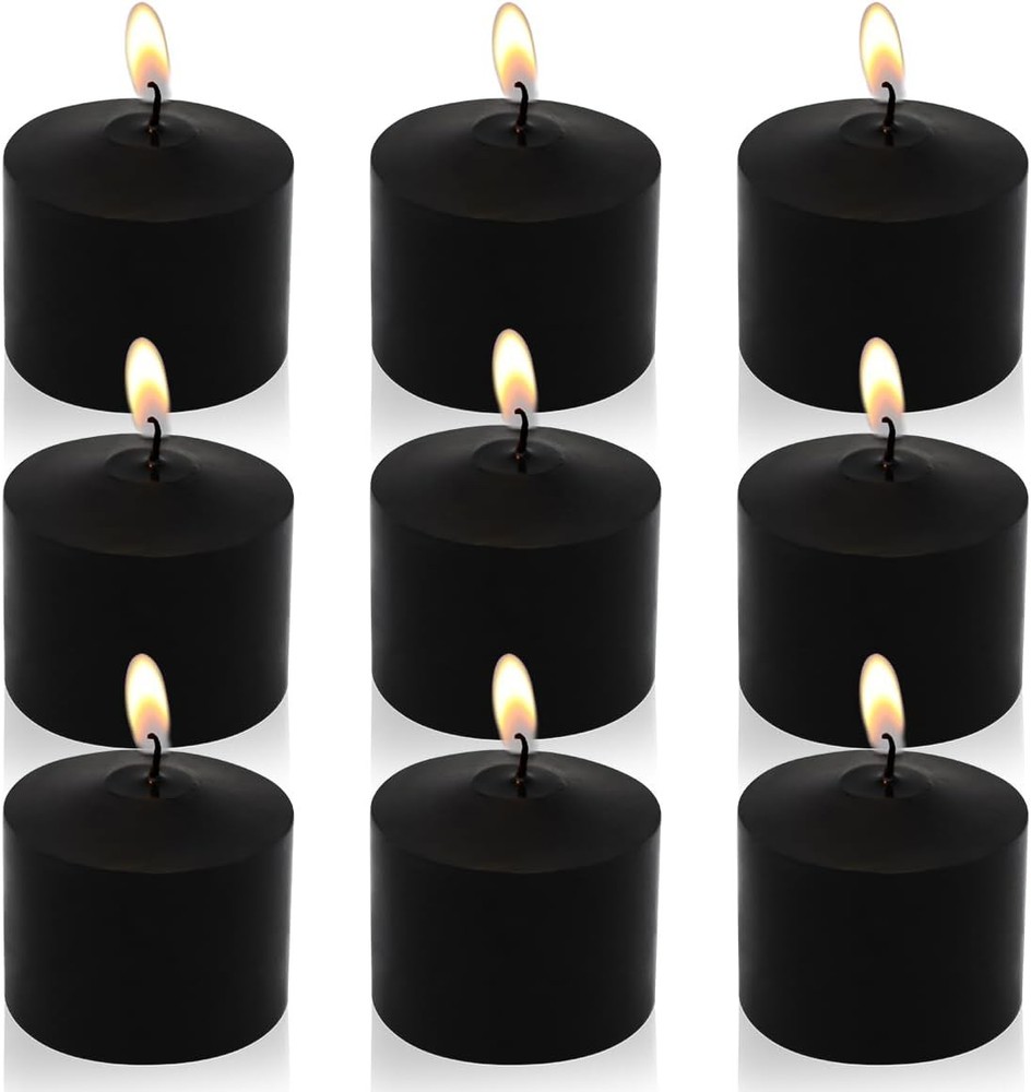 9-Pack Unscented Black Votive Candles for Halloween Decor 1.25-Inch