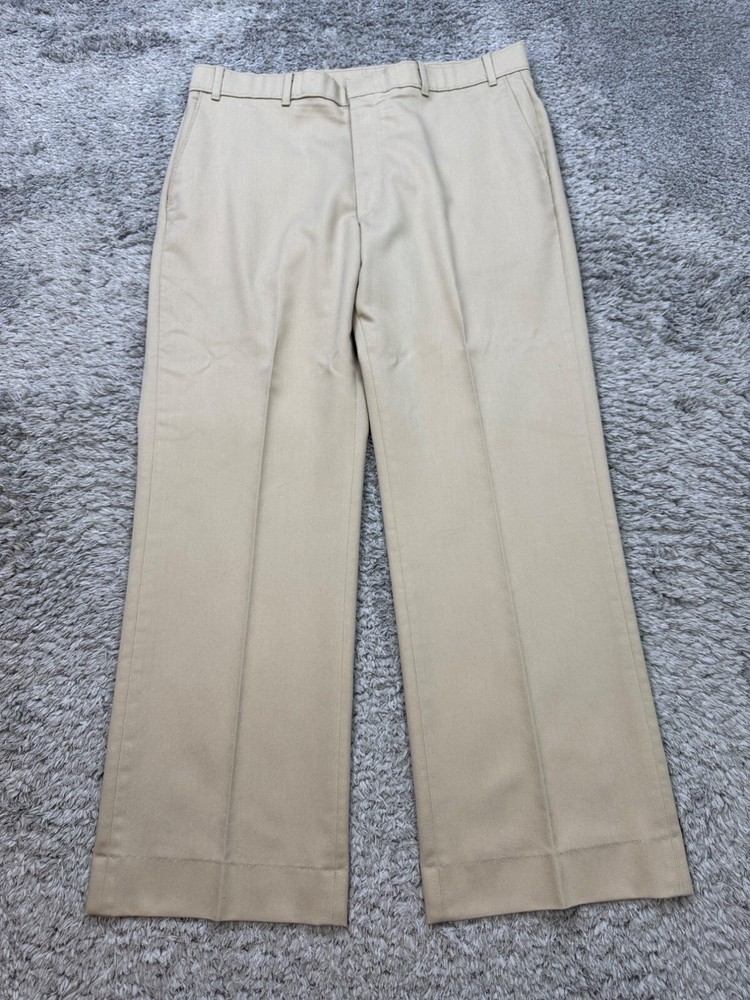 Vtg Levis Action Slacks Mens 36x30 Khaki Flat Front Pants Trousers Made In USA
