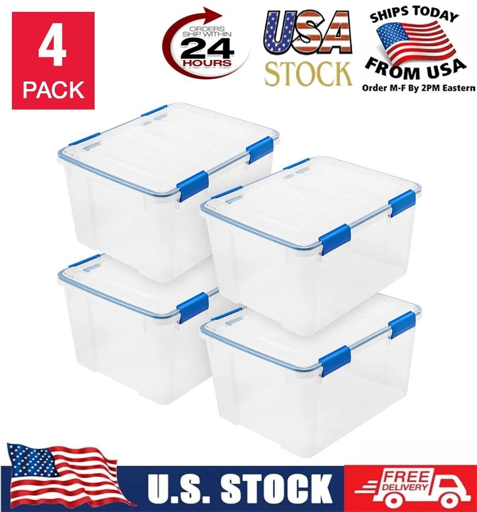 IRIS 44 Quart WeatherPro Seal Storage Bins 4-Pack with Free Shipping