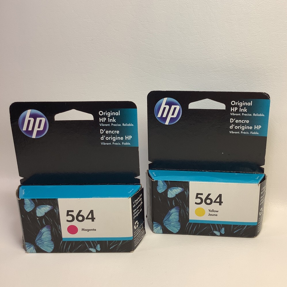 HP Genuine 564 Magenta & Yellow Ink Cartridges - New / Sealed - Exp. March 2020