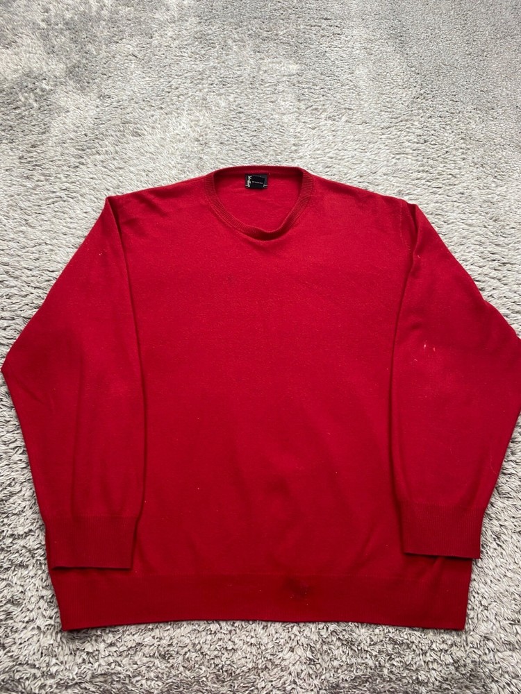 Jos A Bank Sweater Men XL Red Cashmere Preppy Classic Crewneck Pullover