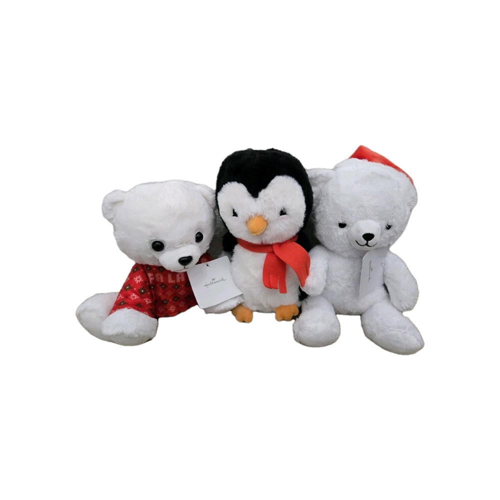 Hallmark Christmas Polar Bear Sweater Penguin Scarf Plush Santa Hat NWT