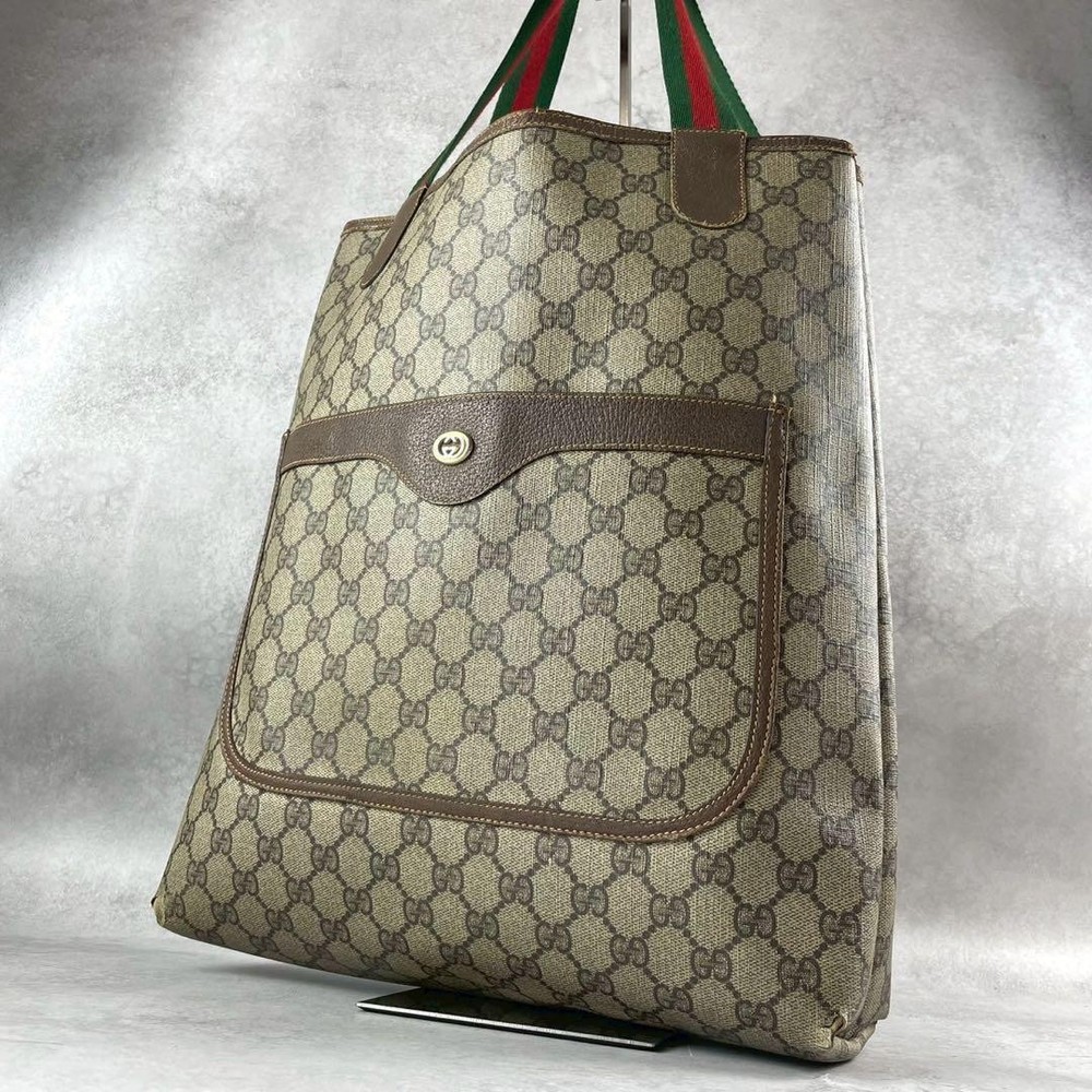 Gucci GG Supreme Sherry Line Canvas Tote Bag A4 Size Unisex Pre-Owned