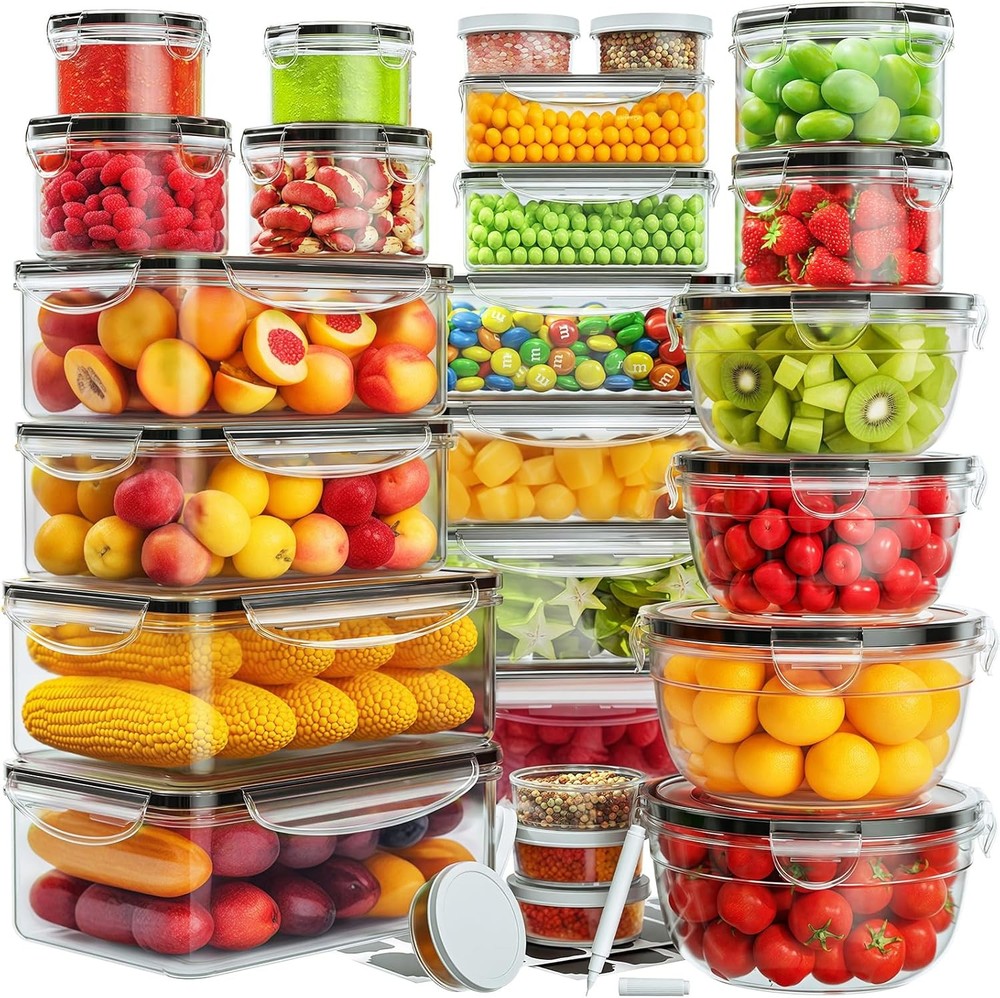 52PCS Food Storage Containers with Lids, Airtight Leakproof Meal Prep Set with