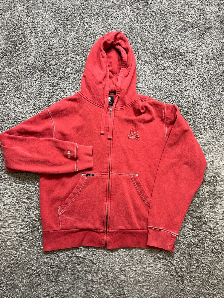 Vintage Marc Ecko Jacket Mens XL Red Full Zip Cut Sew Skulls Grunge Skater Thick