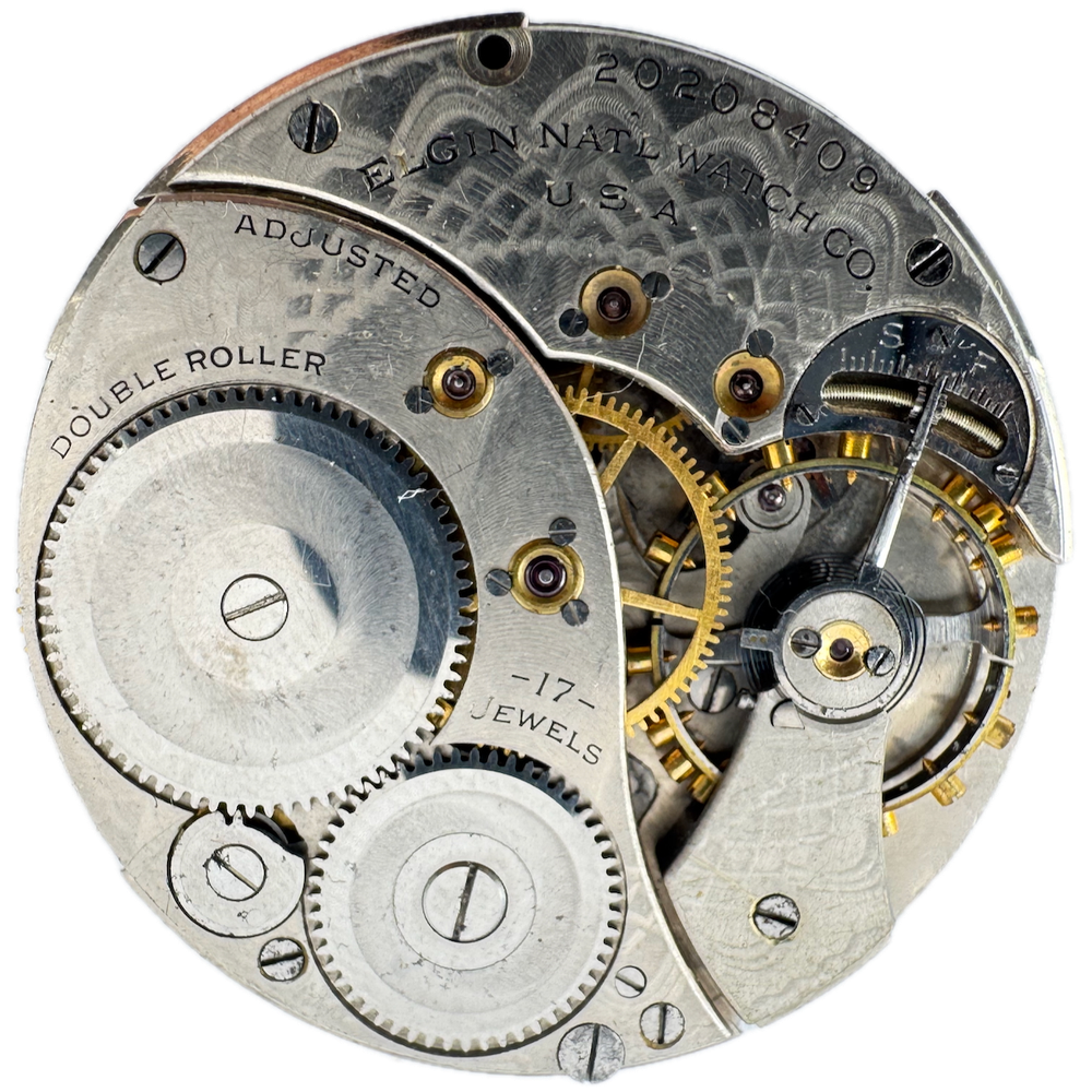 Vintage 1918 Elgin 17J 12-Size Mechanical Pocket Watch Movement 384 USA