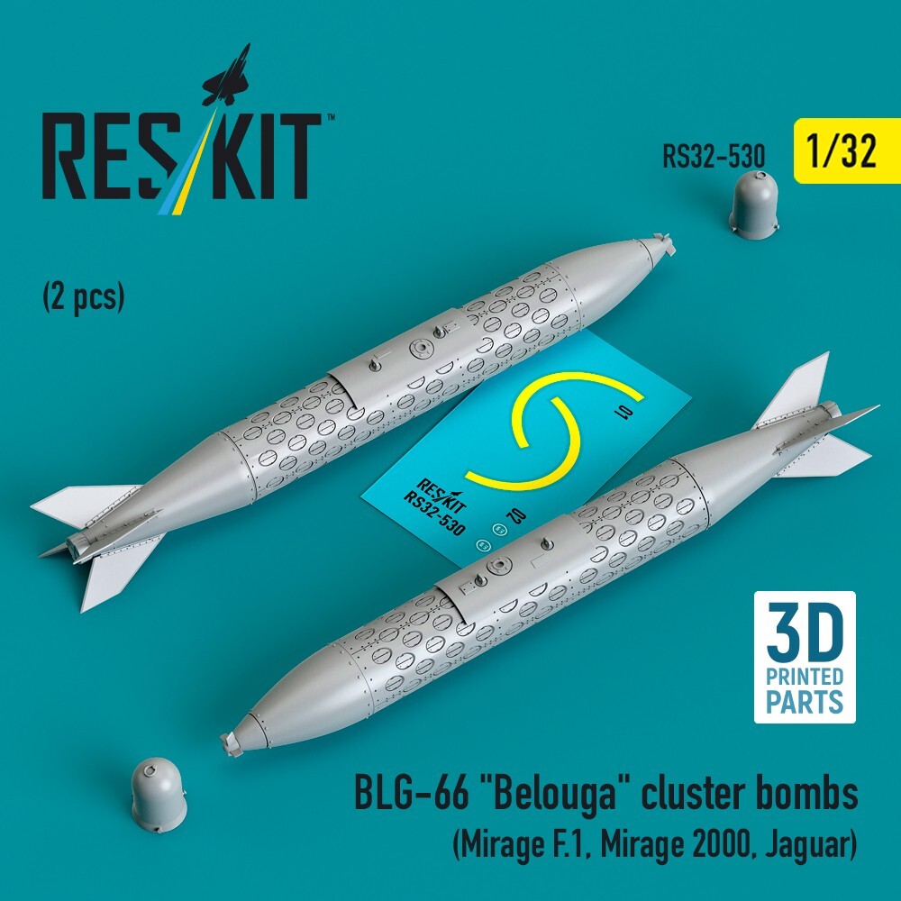 1:32 BLG-66 Belouga Cluster Bombs (2) Mirage F1/2000/Jaguar 3D ResKit RS32-0530