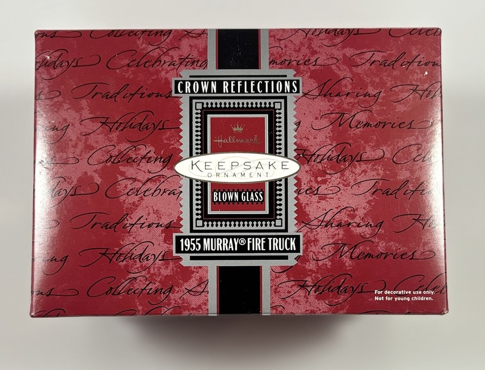Hallmark Keepsake Ornament 1955 Murray Fire Truck Blown Glass Christmas 1998