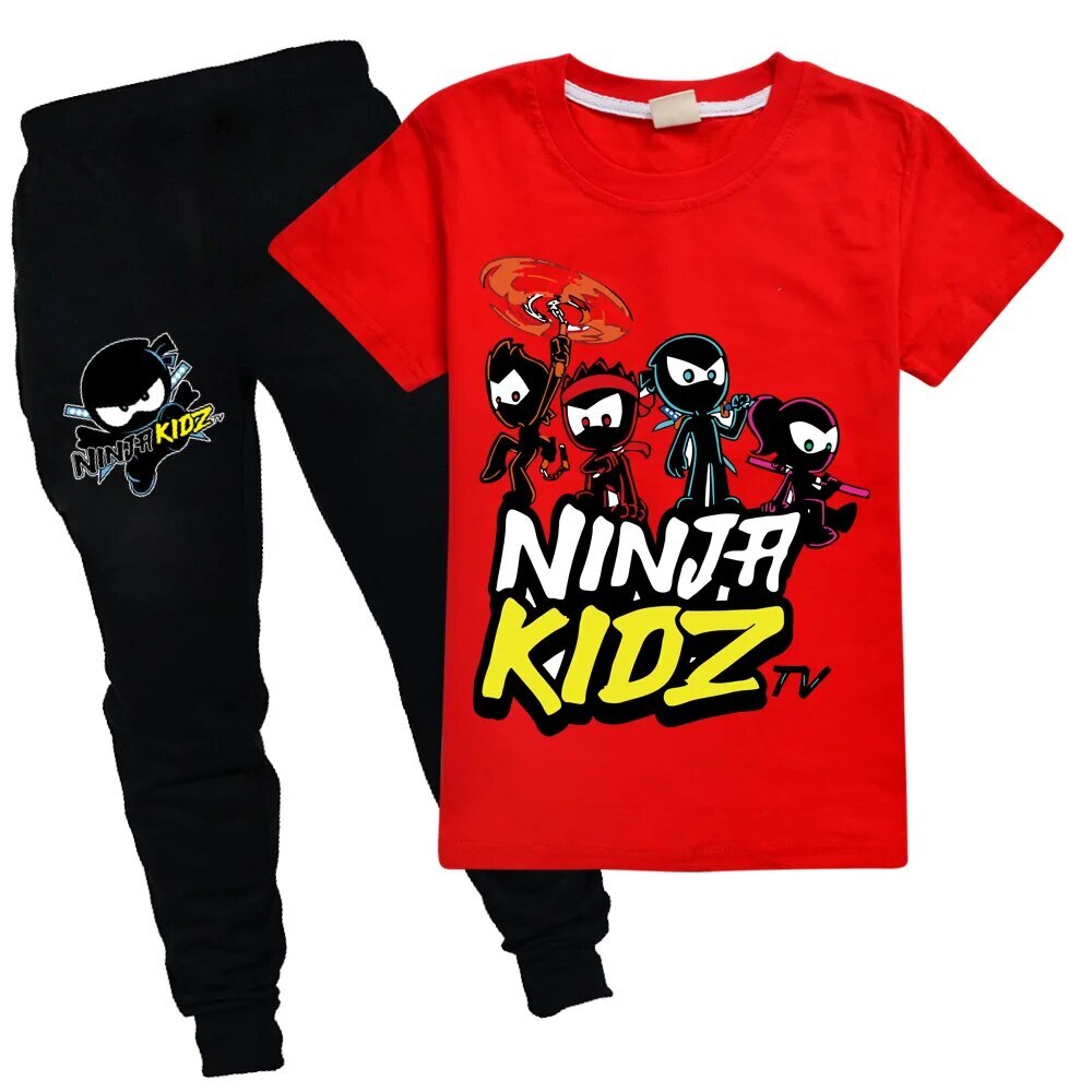Kids Clothes NINJA KIDZ Tops+Pants 2Pcs Set Girl Boys Tracksuits Suit X'mas gift