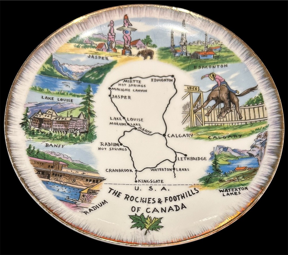 Enterprise Exclusive The Rockies Foothills Of Canada Souvenir Plate Japan SEE
