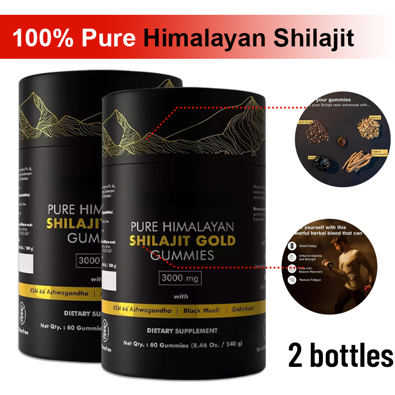 2 Pure Himalayan Shilajit Gummies Immune Support with Ashwagandha,Chaga Mushroom