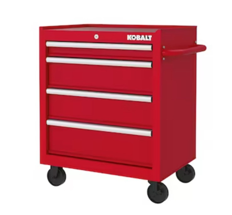 Kobalt 26.7x33 Inch Red 4-Drawer Steel Rolling Tool Cabinet Dented