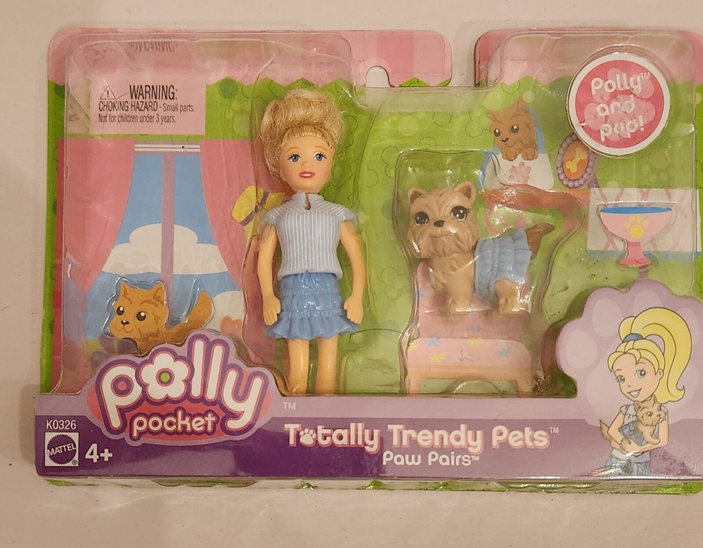 Polly Pocket Totally Trendy Pets (Paw Pairs) Polly & Pup 2006 NEW Sealed. Mattel
