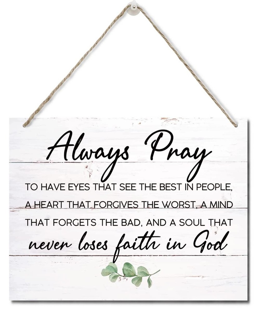 Bible Verse Printed Wood Plaque Sign Wall Hanging, Home Wall Decor Always Pra...