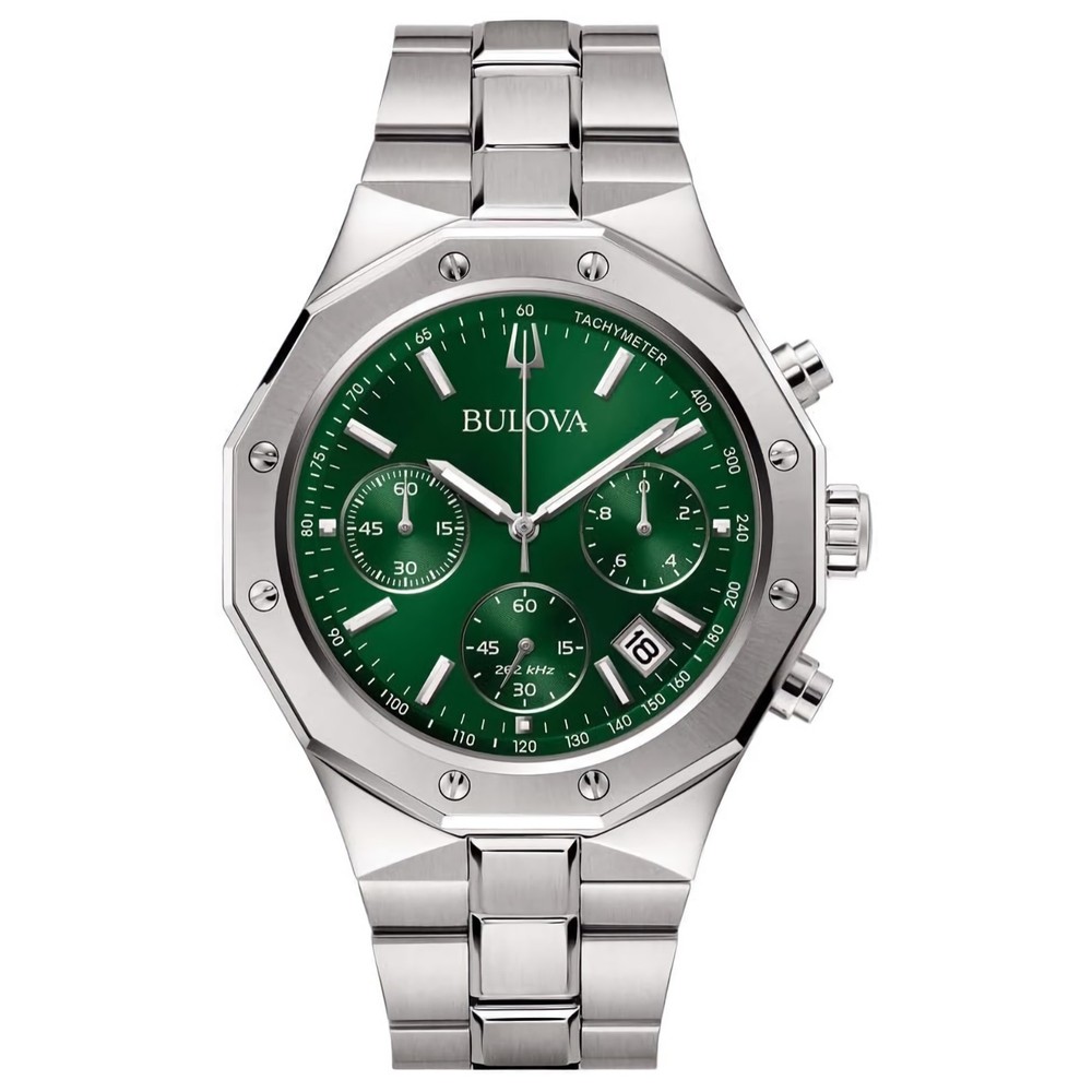 Bulova Precisionist Silver Mens Chronograph Watch 96B409