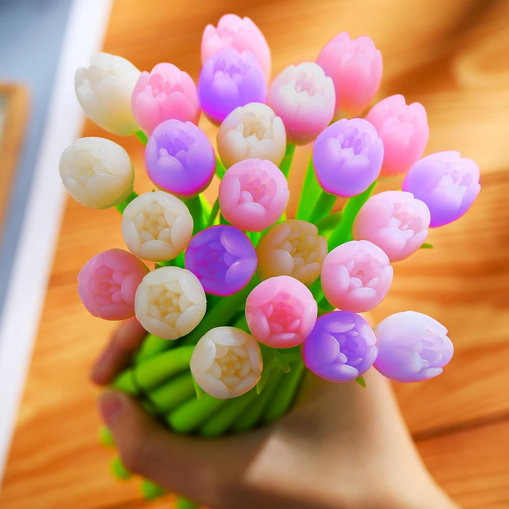 Color Changing Flower Pens Tulip Ballpoint Pens 0.5 Mm Creative Gel Ink Rollerba