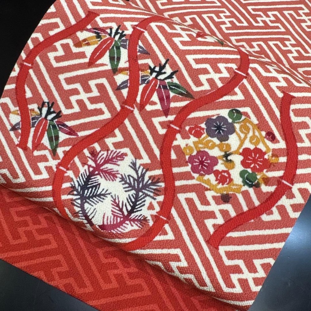 Nagoya Obi Kimono Sash Pure Silk Crepe 12-19in Good Condition