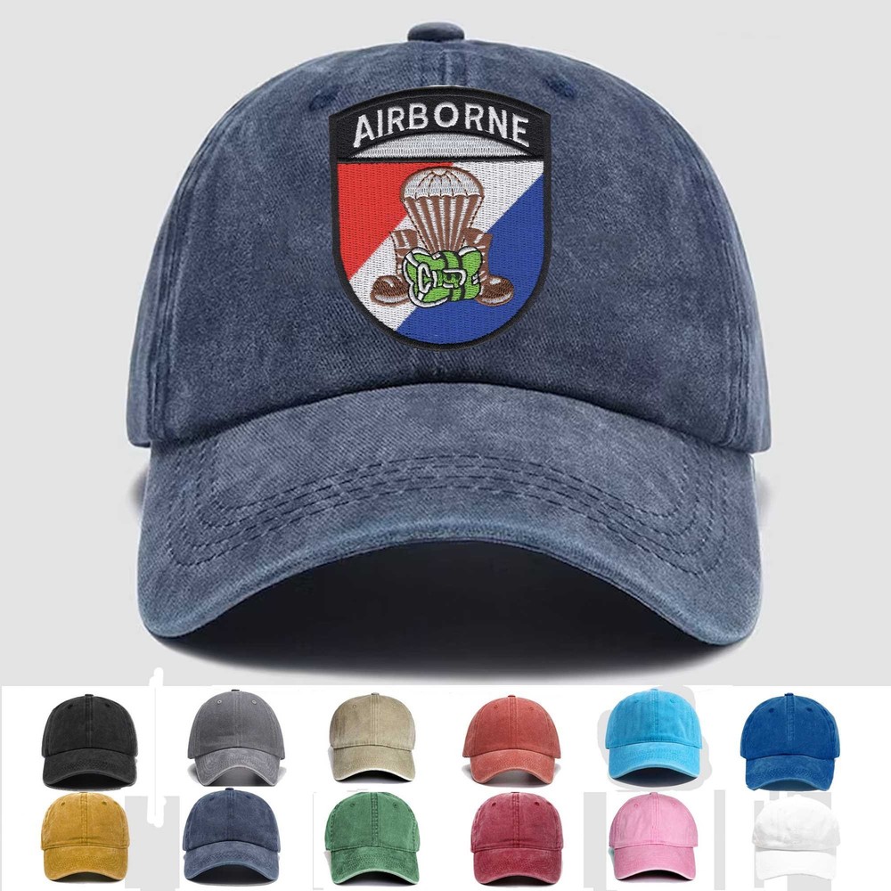 Custom Embroidered Hat Airborne Parachute Boots & Pack, Veteran Cap, Trucker Hat