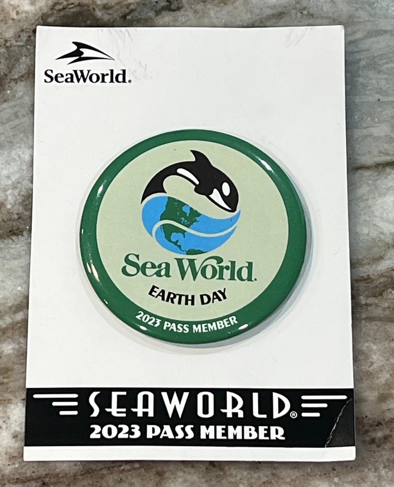Seaworld Orlando 2023 Orca Earth Day Pass Member Pin Button-image