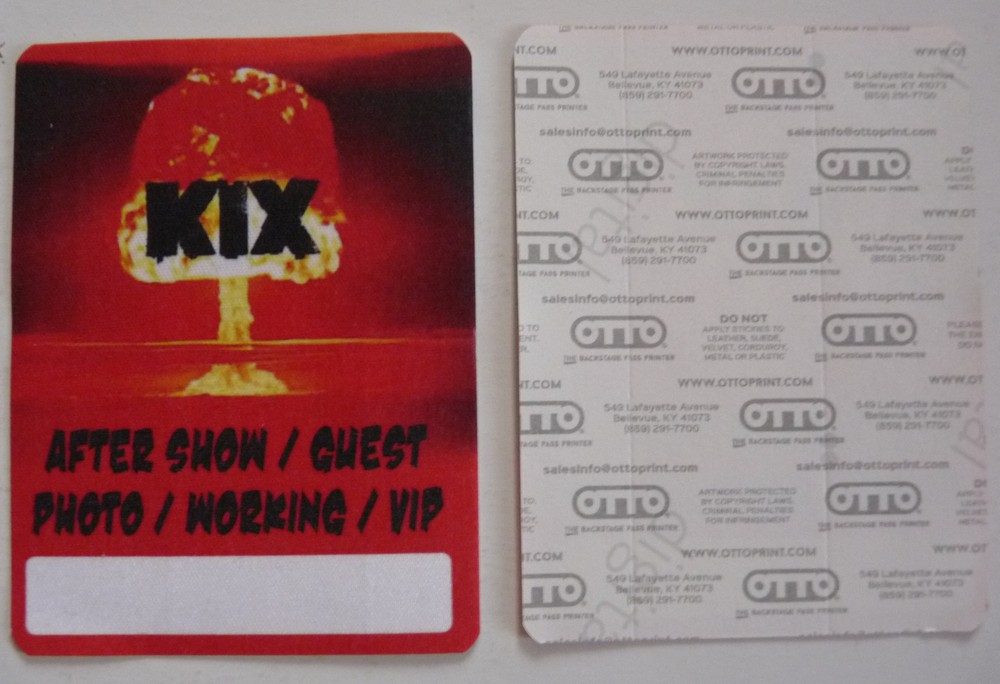 KIX Vintage Band Red Photo Working VIP Guest Backstage Concert Tour Pass D15