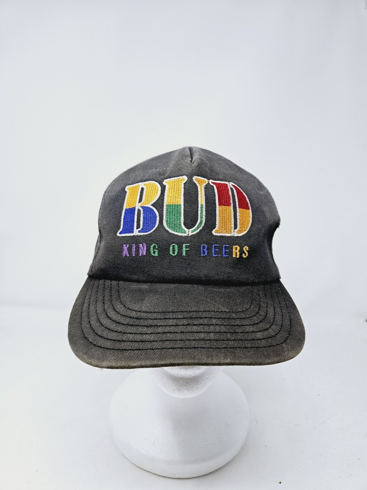 Vintage Multi-color Bud King Of Beers 90s USA Made Budweiser Snapback Hat