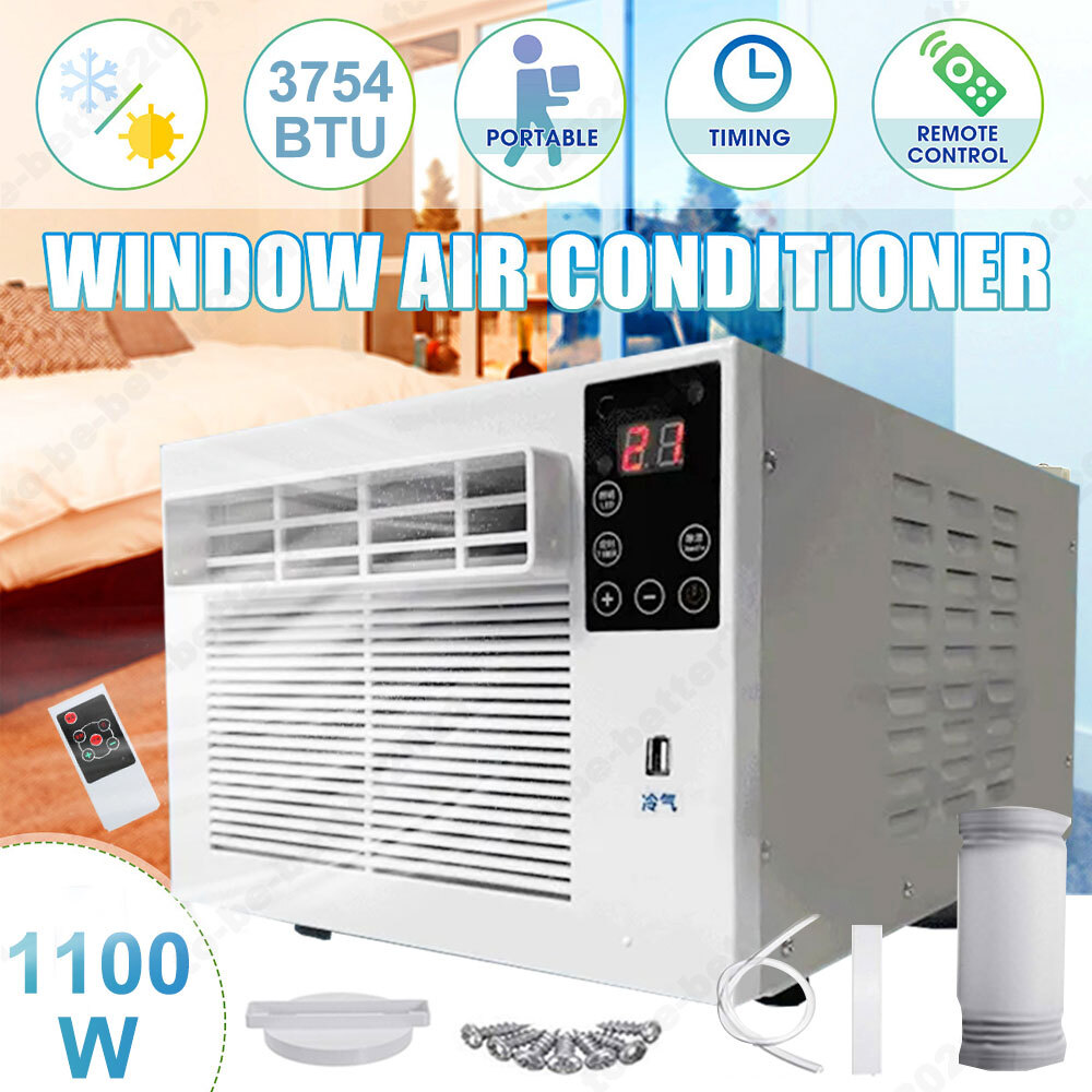 1100W 3754 BTU Portable Heater Cooling Window Air Conditioner For Home Indoor