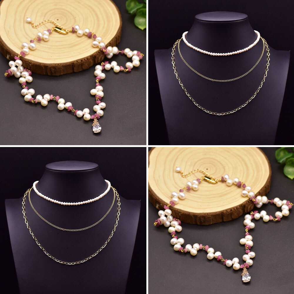 Charm Natural Freshwater Pearl Statement Necklace Elegant Party Jewelry Gift