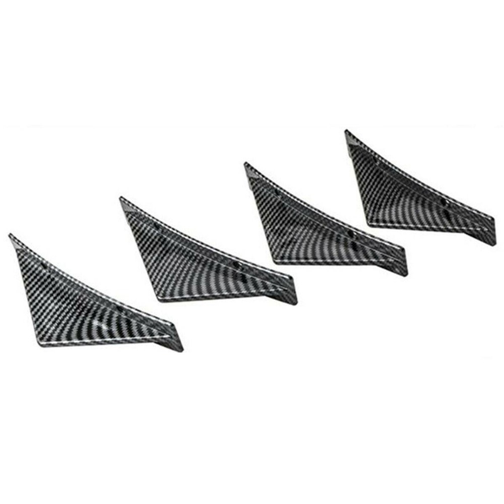 Car Rear Body Bumper Diffuser Shark Fin Spoiler Lip Wing Splitter Kit Curved ABS