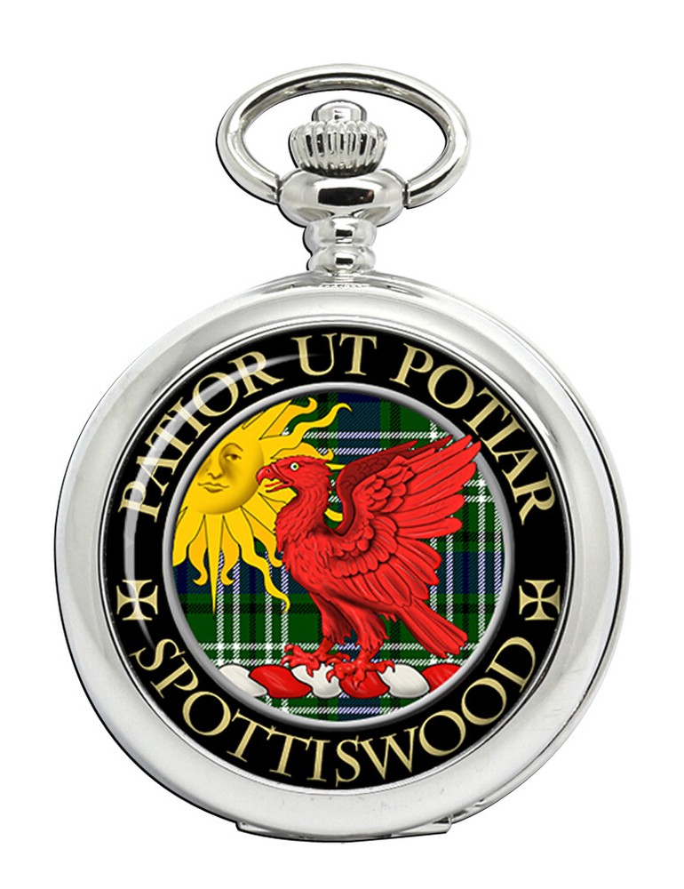 Spottiswood Scottish Clan Engraved Pocket Watch with Celtic Design