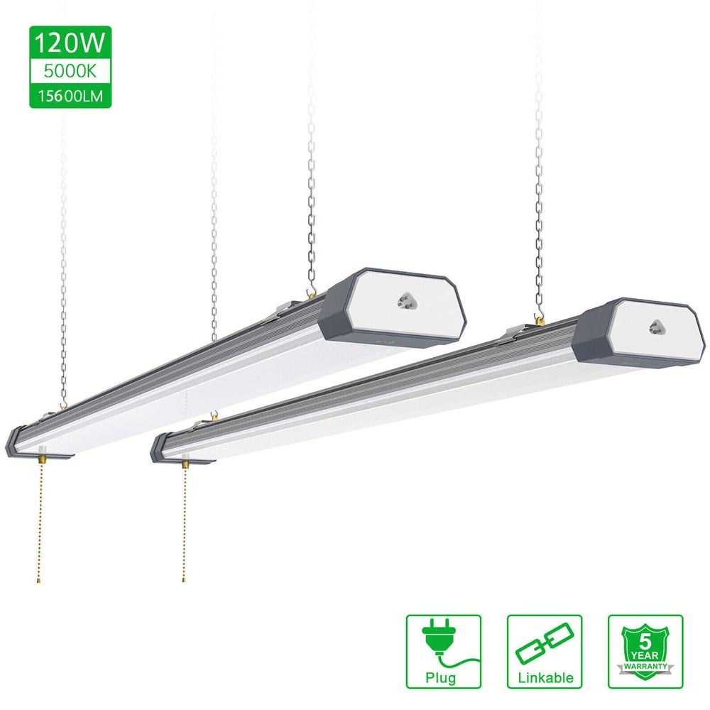2 Pack 120W LED Shop Light Linkable Garage Office Warehouse Ceiling Light 5000K