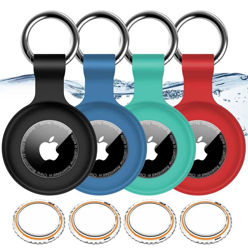 4 Pack IPX8 Waterproof Airtag Holder with Keychain for Apple Air Tags