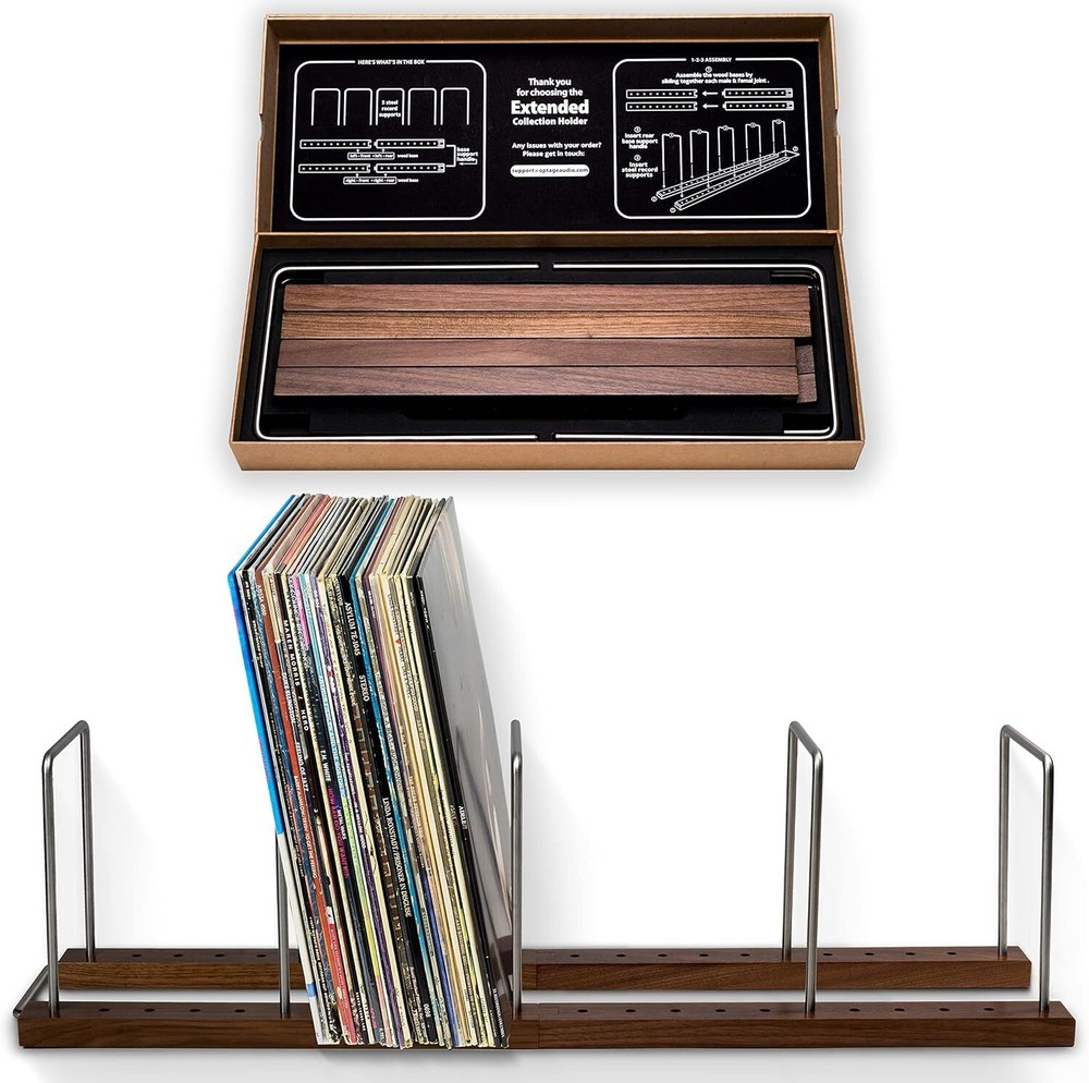 Optage Audio 150 LP Vinyl Record Holder, 100-150 Capacity, Natural Walnut