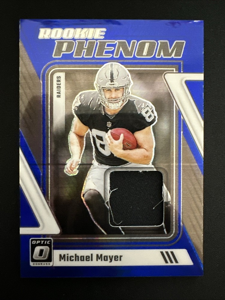 2023 Panini Donruss Optic Michael Mayer Rookie Phenoms Blue Hyper Prizm MEM RC #RP-MMA