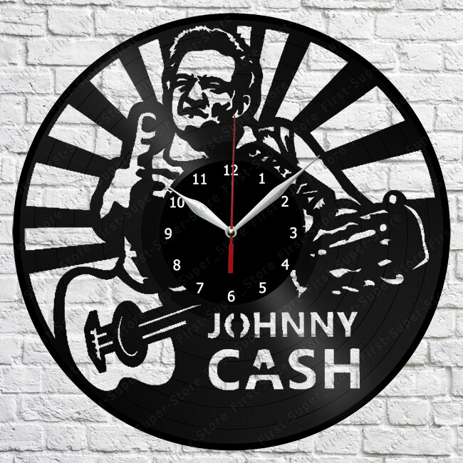 Johnny Cash Vinyl Record Wall Clock Fun Art Decor Home Wanduhr 12'' 30cm  418