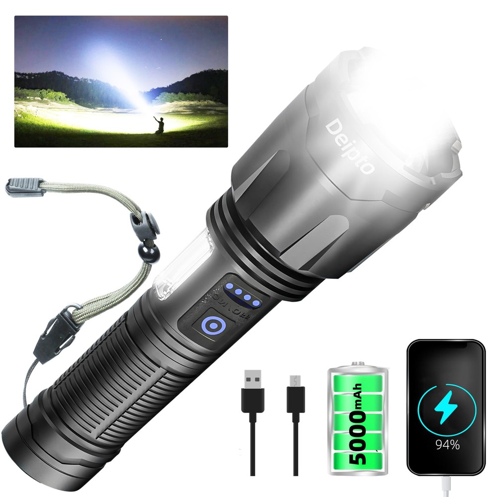 Rechargeable Flashlights High Lumens, Super Bright Flashlight 9000000 lumens ...