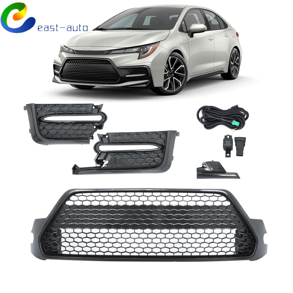 For Toyota Corolla SE 20-21 Plastic Front Lower Grille +LED DRL Signal Fog Light