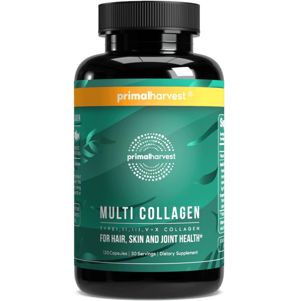 Multi Collagen Pills for Women & Men – Types I, II, III, V, X – 120 Capsules with Joint & Skin Support